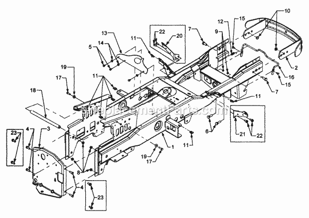 Frame And Hitch Plate Diagram and Parts List for 3185 14A-665-100 Cub Cadet Lawn Tractor